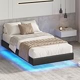 DICTAC Bett 90x200 mit LED Beleuchtung, Bettgestell 90x200 mit...
