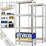 Monzana® 2X Schwerlastregal 170x75x30cm 560kg 4 MDF-Platten Regal...