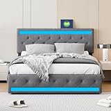 Ravas Doppelbett 140x200 cm mit LED-Beleuchtung, Bettrahmen mit 4...