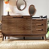ModernLuxe LED Sideboard 140x78,5x41 cm, Designer Sideboard Holz...