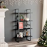 ULUYYUC Bücherregal Schmal Holzwerkstoff Metall 80x30x140 cm Schwarz...