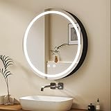 WDWRITTI Spiegelschrank mit Beleuchtung 60x60cm LED Badezimmerschrank,...