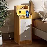 ChromaCasa Schmaler Nachttisch mit LED-Beleuchtung, Nachtschrank...