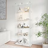 Liuyoyo Glasvitrine mit LED-Beleuchtung, 5 Regalen und Zwei Türen...