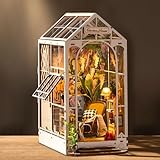 ROBOTIME DIY Book Nook Kit Gartenhaus mit Möbeln und LED Lampe, 3D...
