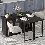 Merax Ausziehbarer Bartisch mit Stauraum, Um 360° drehbarer Stehtisch...