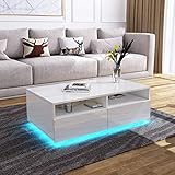 Komtopod Couchtisch für Wohnzimmer, Hölzerner Mitteltisch Teetisch,...