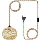 EcoGehen Vintage Hängelampe mit Stecker - Boho Lampe Pendelleuchte...