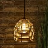 Spetebo LED Hängeleuchte in Rattan Optik für Außen und Innen - 18 x...