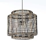 LUSSIOL - Hängeleuchte NAIROBI, Rattan, Natur/Schwarz, Ø 40 cm, E27...
