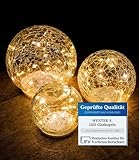 Wenter.S Deko Wohnzimmer LED Glaskugeln 3er Set groß kabellos Licht...
