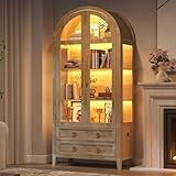 LVSOMT Gewölbte Glasvitrine mit LED Beleuchtung, 180cm...