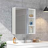 TUKAILAI Spiegelschrank Badezimmerschrank mit verstellbaren...