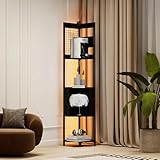 YU YUSING Stehlampe Wohnzimmer mit Holzregal 5 Ablagen, Stehleuchte...