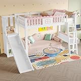 Merax Hochbett 90x200, Kinderbett für Mädchen, Jugendbett...