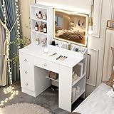 Vescence Großer Schminktisch mit Spiegel und Beleuchtung, 4 Link...