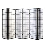 Homestyle4u 275, Paravent Raumteiler 6 teilig Holz Schwarz Sichtschutz...