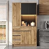 Gecheer Küchenhochschrank mit 4-stöckigem Gewürzregal,...