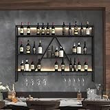 GWPGJW Weinregal Wand Metall Schwarz, 3-stöckiges XXL Bar Regal mit...