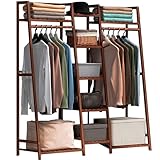 Vielseitiger offener Kleiderschrank aus Bambus mit Regalen und...