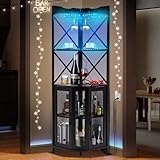 EROMMY Weinschrank, Barschrank Vintage mit Led Licht & Glashälter,...