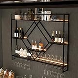 WLCNYL Weinregal zur Wandmontage mit LED-Beleuchtung, Weinglashalter...