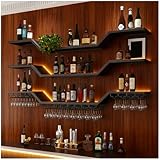 200cm Modernes Wand-Weinregal Mit LED Beleuchtung, Schwebende...