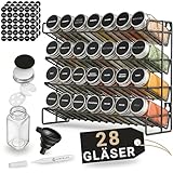 LINFELDT Gewürzregal 28 Gläser - 108 Sticker + Stift + Schrauben zum...