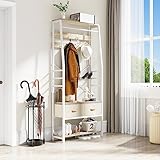 YITAHOME Garderobenständer, 6-in-1-Garderobenregal mit 2 Schubladen,...