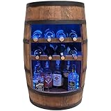 weeco Fass Bar mit Weinflaschenhaltern RGB LED Beleuchtung - Holzfass...