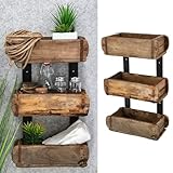 Cepewa Regal 3 Holzkisten Ziegelform Used Look | 31x50x15cm Buche...