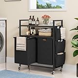 YITAHOME Wäschekorb Regal 2 Fächer, Wäschebox mit Wheels und...