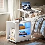 Pamapic Nachttisch mit LED-Beleuchtung, Nachttische mit Verstellbarer...
