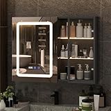 YU YUSING Badezimmer Spiegelschrank mit Beleuchtung 80x60cm, LED...