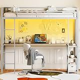 COSTWAY Hochbett mit Schreibtisch 90x200cm, Etagenbett mit...