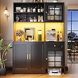 KUAKE Küchenschrank, Buffetschrank mit LED-Beleuchtung, Hochschrank...