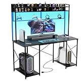 Devoko Gaming Tisch mit LED & Steckdosen,120x60 cm DIY-Stecktafel...