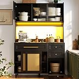 Hoher Küchenschrank mit verstellbaren Regalen, Buffet-Sideboard mit 3...