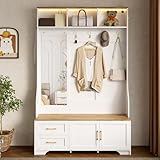 Oslghy Garderobenset Wandgarderobe mit LED Beleuchtung, Garderoben Set...