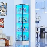 BROTTAR Eckvitrine mit LED Beleuchtung, Vitrinenschrank mit...