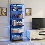 EGGREE Vitrine ohne Tür mit LED Beleuchtung, 6-farbig Beleuchtetes...