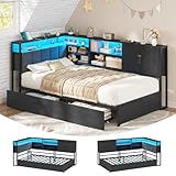 KIMENICH Polsterbett Schlafsofa 90x200 mit LED-Beleuchtung,...