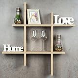 levandeo Hashtag Regal 75x75cm Wandregal Holz Sonoma Eiche-Optik...