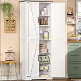 TEENFON 170 cm Küchenschrank 4 Scheunentüren, Mehrzweckschrank Hoch...