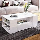 Wohnzimmer Beistelltisch mit Stauraum 5 Offene Fächer 2 Schubladen...