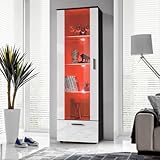 Komodee, Vitrine Schrank Alessandria, Schwarz/Weiß, Breite 60cm x...