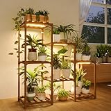 Bamworld Blumenständer mit Pflanzenlampe, 6-stöckiges Pflanzenregal...