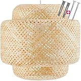 tectake® Lampe, gewebte Deckenlampe, Deckenleuchte aus Bambus,...