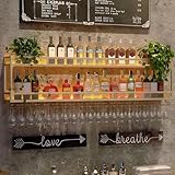 NEHCFO Weinregal Wand Metall mit LED Beleuchtung, Modernes Wandregal...