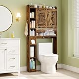 COSTWAY Toilettenregal, Regal über Toilette mit Beleuchtung, 2...